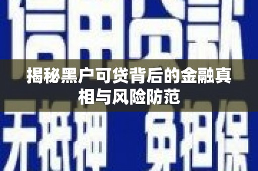 靖州揭秘黑户可贷背后的金融真相与风险防范