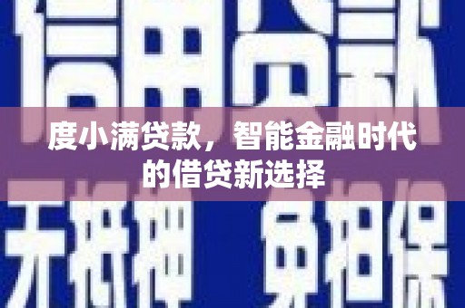 保税港区度小满贷款，智能金融时代的借贷新选择